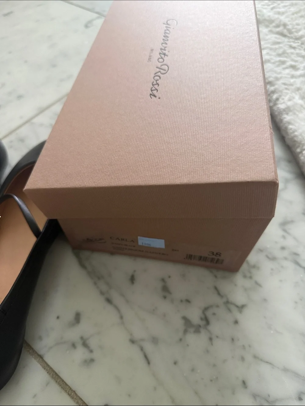 Gianvito Rossi Black Leather Mary Jane Flats with Gold Buckle - Picture 3 of 3